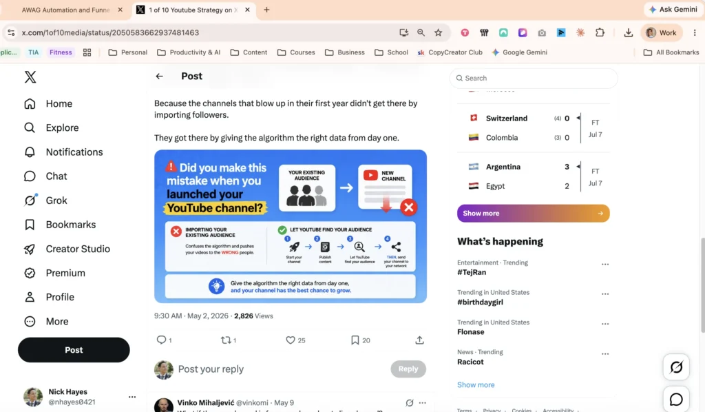 1of10 tweet — importing followers ruins growth, 2,826 views