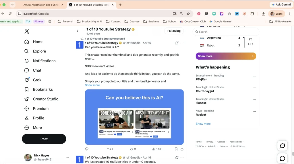 1of10 tweet — can you believe this is an AI thumbnail, 1.8K views